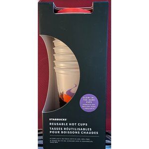 NEW Starbucks 2022 Fall Halloween Set of 6 Glow in the Dark Reusable Hot Cups